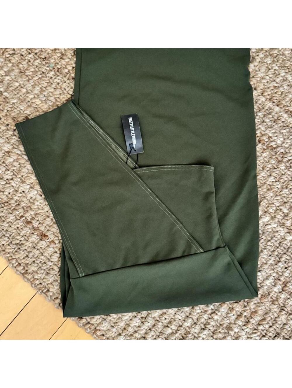 PrettyLittleThing olive green one shoulder dress in a US 6, fits size 4